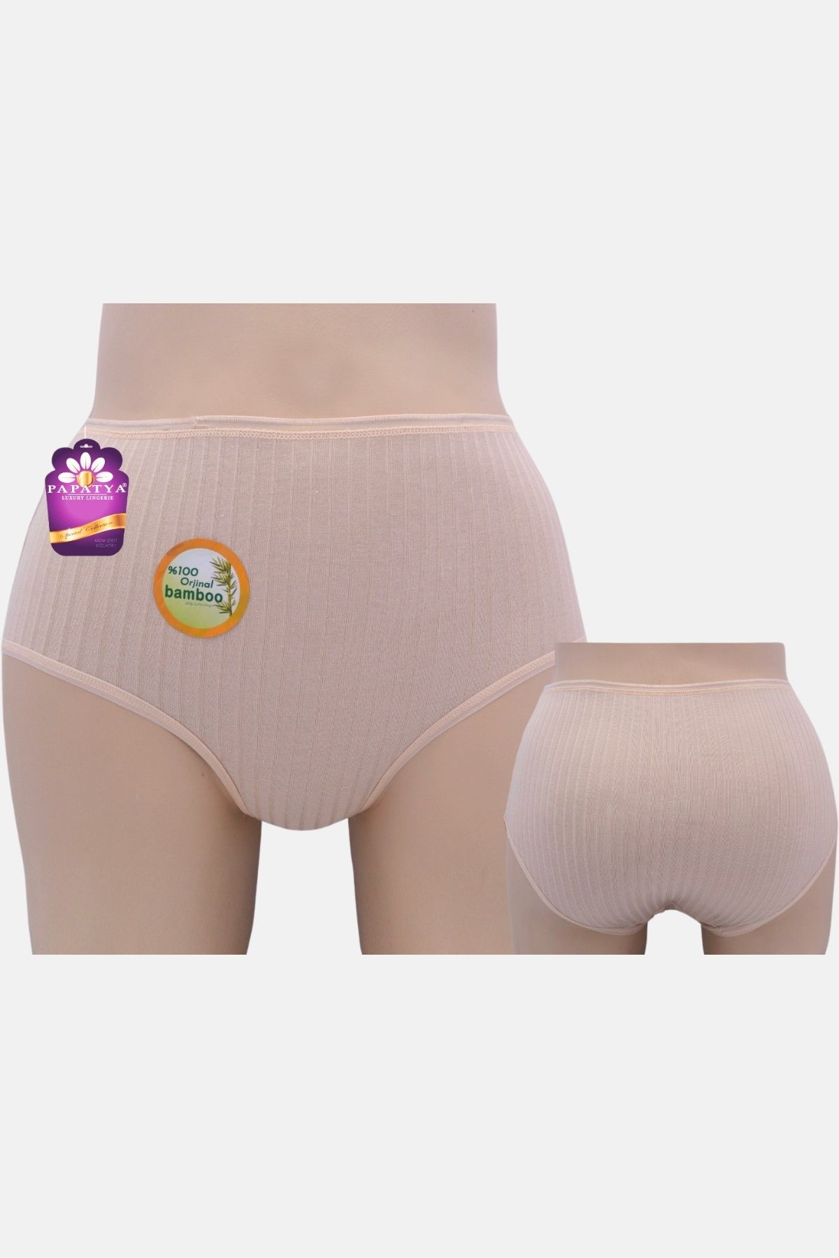Papatya Kadın Bikini Külot Yüksek Bel Komple Raporlu Bambu - Thumbnail