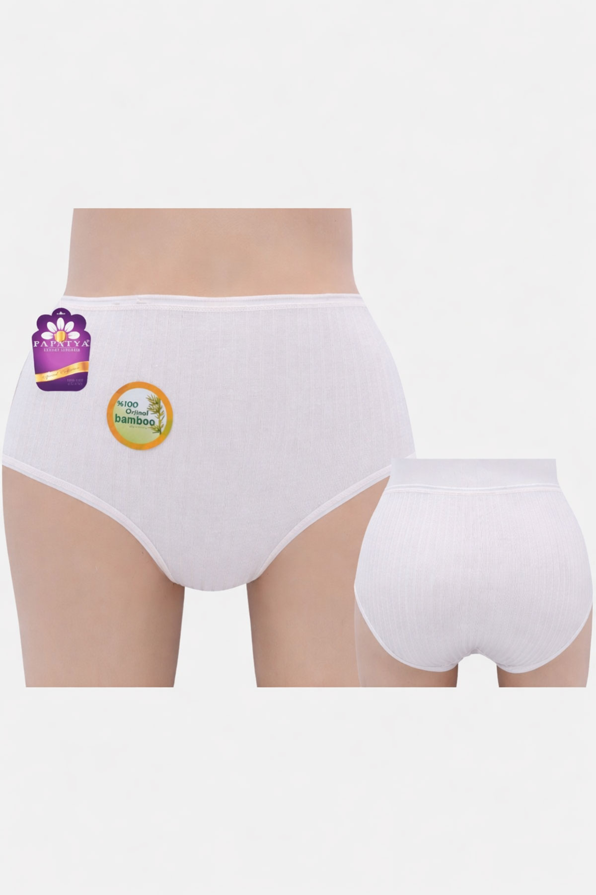 Papatya Kadın Bikini Külot Yüksek Bel Komple Raporlu Bambu - Thumbnail