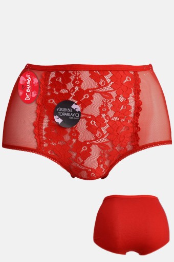 PAPATYA-DR.BUNGY - Papatya Dr Bungy Kadın Bato Külot Yüksek Bel Ön Dantelli Arka Pamuk (1)