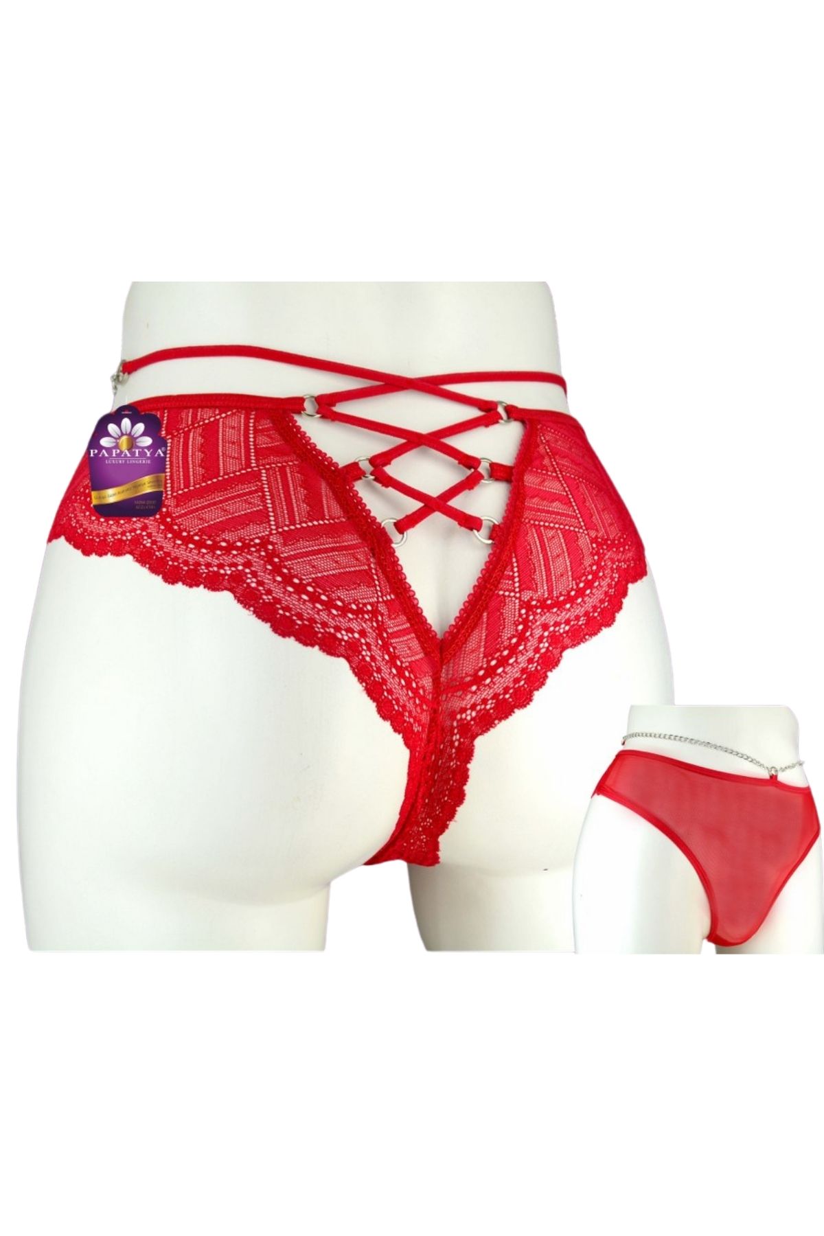 Papatya Kadın Tanga Külot Arka Bant Orta Çapraz İp - Thumbnail