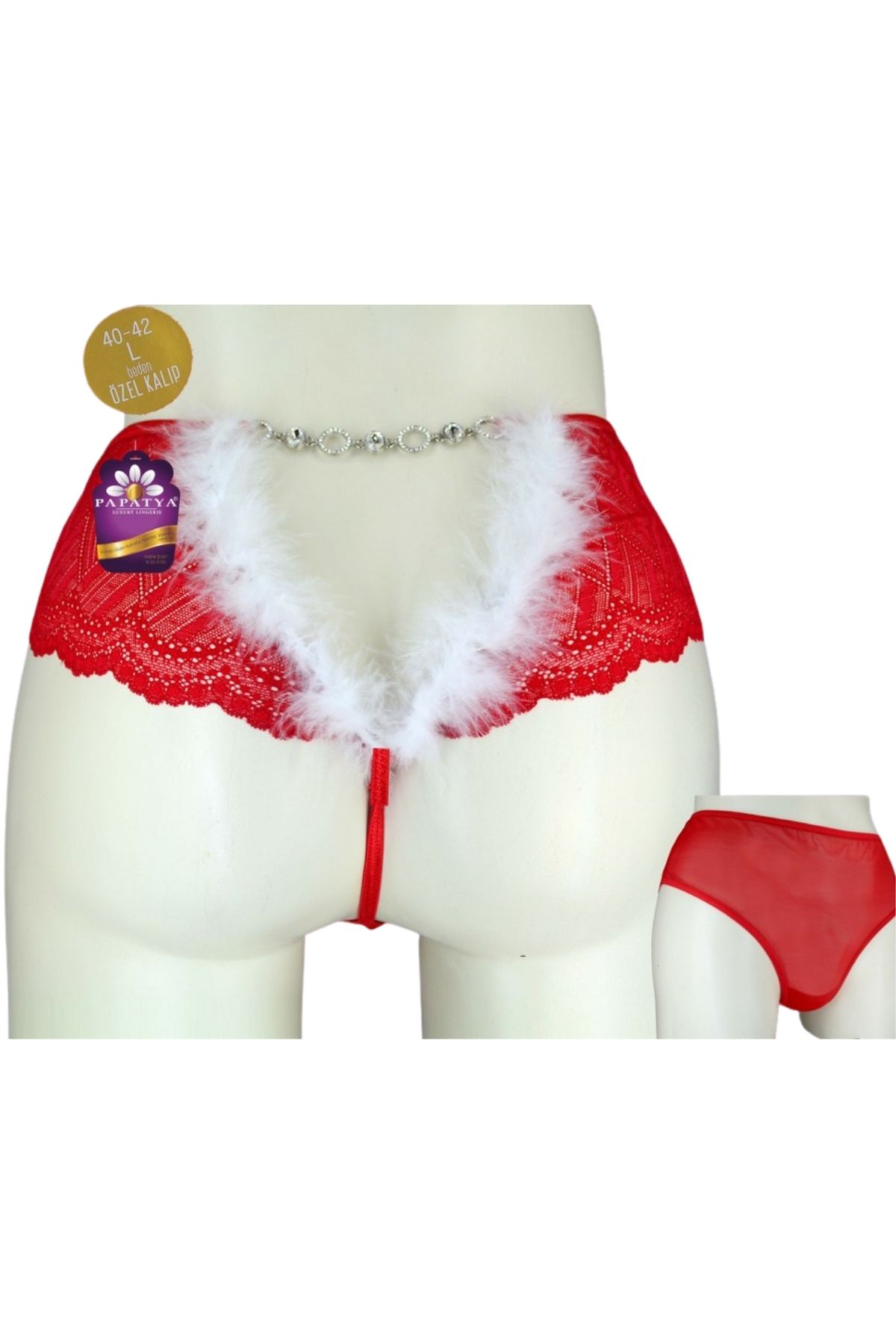 Papatya Kadın Tanga Külot Bato Ön Üst Bant Alt Tül Arka Yan Bant - Thumbnail