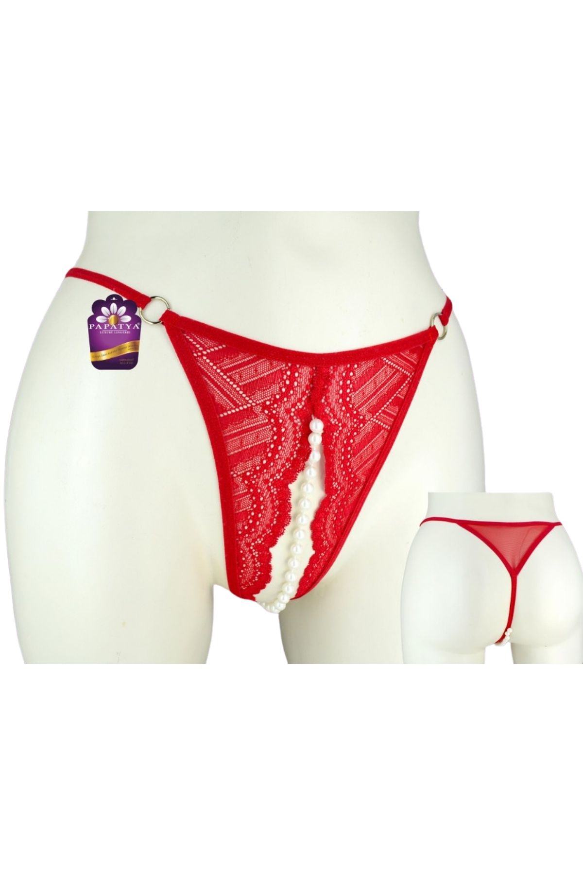 Papatya Kadın Tanga Külot Dantel Aksesuarlı - Thumbnail