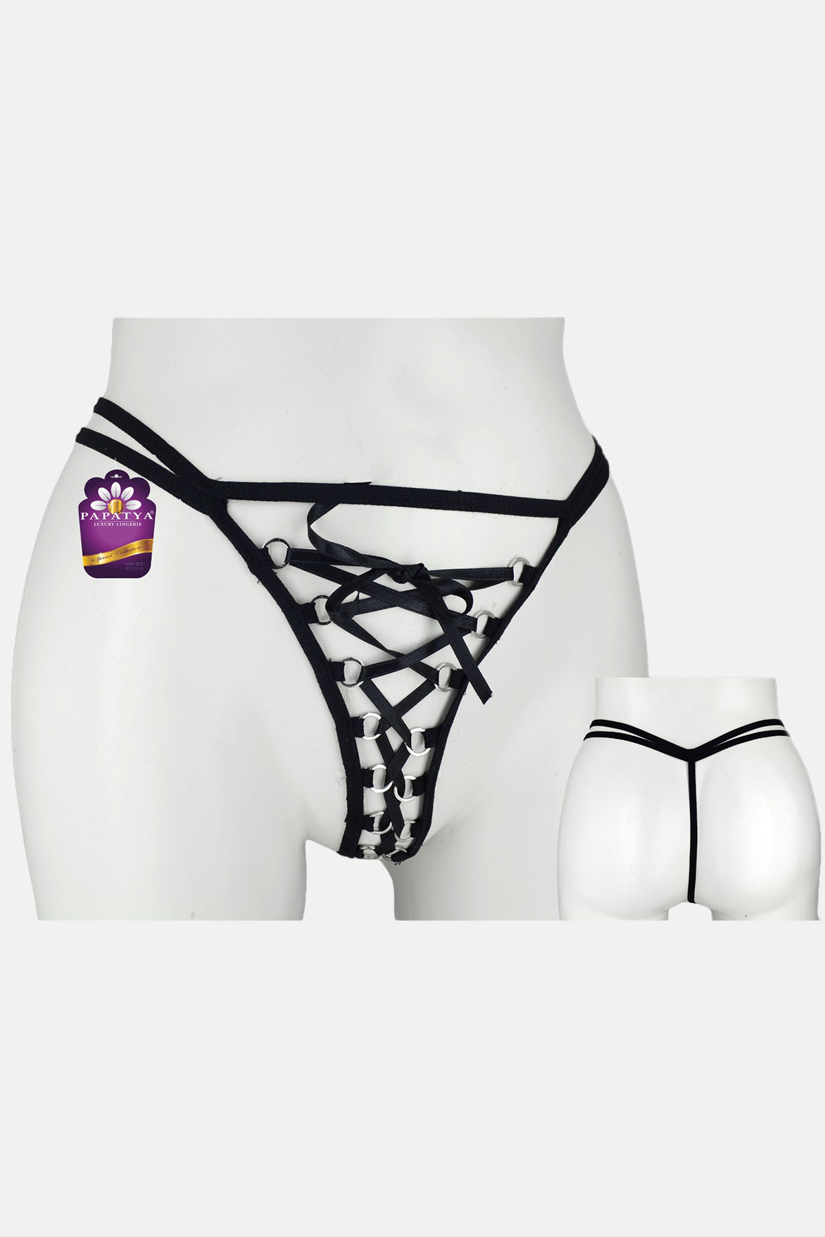 Papatya Kadın Tanga Külot Dantel Aksesuarlı - Thumbnail