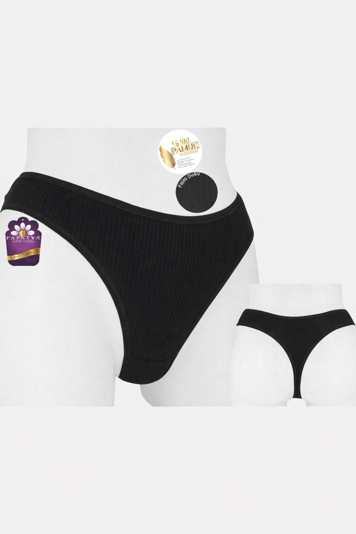 Papatya Kadın Tanga Külot Komple Ribana - Thumbnail