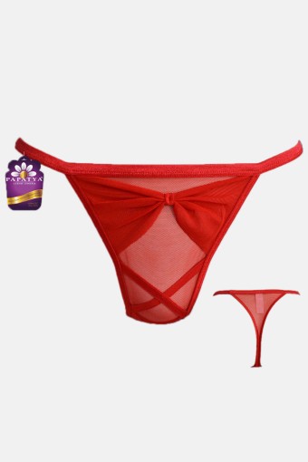 PAPATYA - Papatya Kadın Tanga Külot Önü Fiyonklu Komple Tül