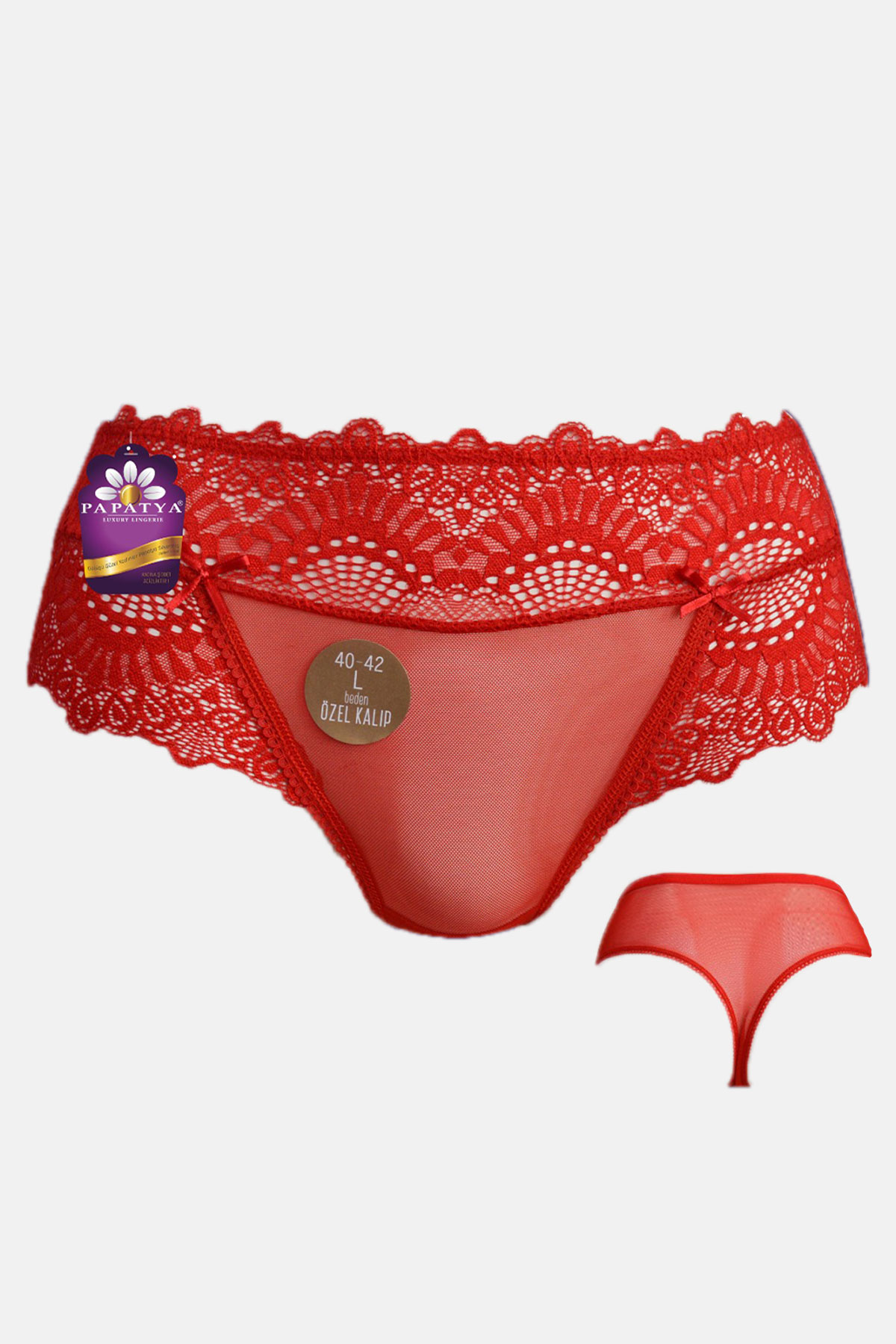 Papatya Kadın Tanga Külot Önü Üstü Yanı Dantelli Komple Tül - Thumbnail