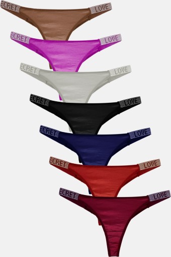 PAPATYA - Papatya Kadın Tanga Külot Parlak Jarse Yanlar Taşlı Lastik