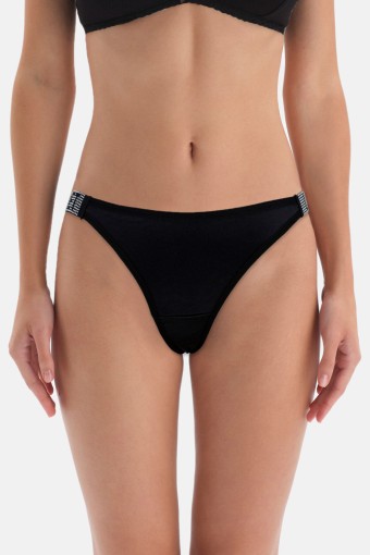 PAPATYA - Papatya Kadın Tanga Külot Parlak Jarse Yanlar Taşlı Lastik (1)