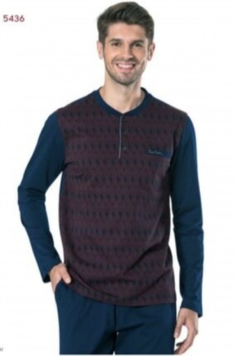 PİERRE CARDİN-PENTEKS OUTLET - Pierre Cardin Erkek Çeyizlik Pijama Takımı 3 Düğmeli Jakar Dokumalı Pamuklu