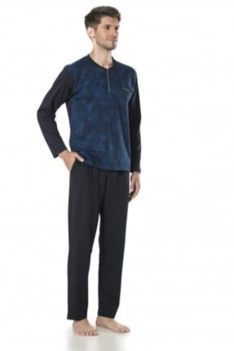 PİERRE CARDİN-PENTEKS OUTLET - Pierre Cardin Erkek Çeyizlik Pijama Takımı 3 Düğmeli Jakar Dokumalı Pamuklu (1)