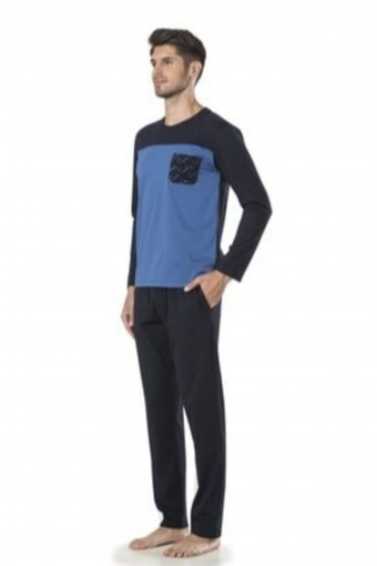 PİERRE CARDİN-PENTEKS OUTLET - Pierre Cardin Erkek Çeyizlik Pijama Takımı Jakar Dokumalı Pamuklu (1)