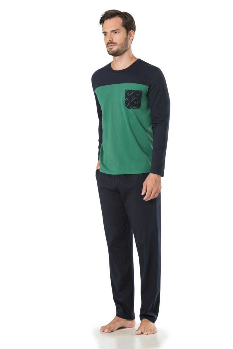 Pierre Cardin Erkek Çeyizlik Pijama Takımı Jakar Dokumalı Pamuklu - Thumbnail