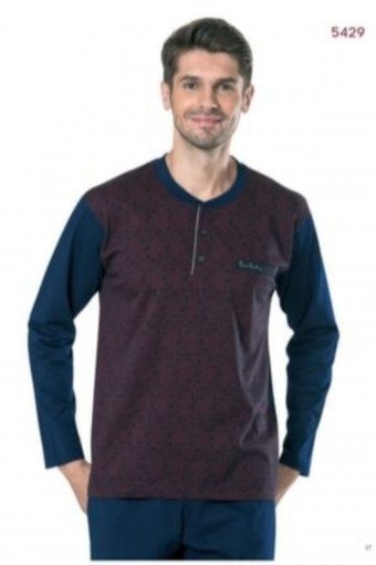 PİERRE CARDİN-PENTEKS OUTLET - Pierre Cardin Erkek Çeyizlik Pijama Takımı 3 Düğmeli Jakar Dokumalı Pamuklu
