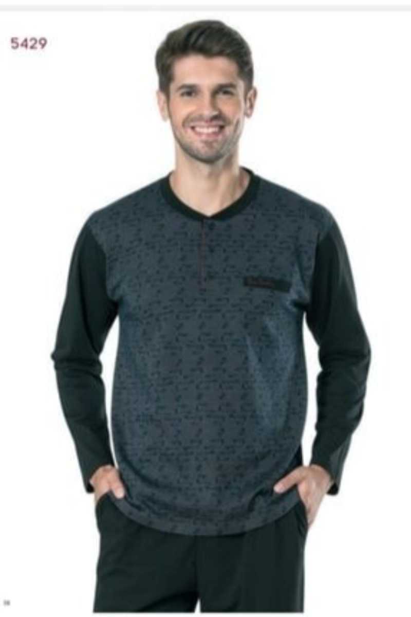 Pierre Cardin Erkek Çeyizlik Pijama Takımı 3 Düğmeli Jakar Dokumalı Pamuklu - Thumbnail