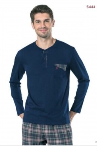 PİERRE CARDİN-PENTEKS OUTLET - Pierre Cardin Erkek Çeyizlik Pijama Takımı 3 Düğmeli Pamuklu (1)