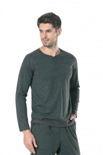 PİERRE CARDİN-PENTEKS OUTLET - Pierre Cardin Erkek Çeyizlik Pijama Takımı 3 Düğmeli Pamuklu