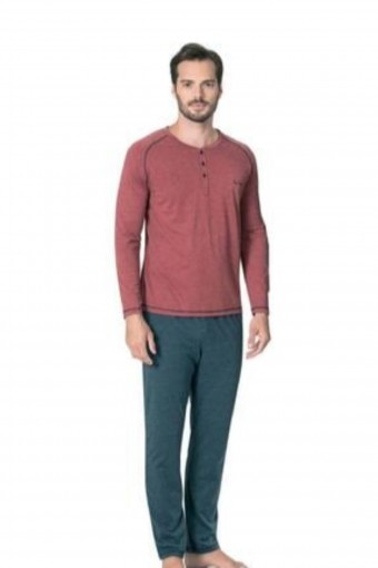 PİERRE CARDİN-PENTEKS OUTLET - Pierre Cardin Erkek Çeyizlik Pijama Takımı 3 Düğmeli Pamuklu (1)