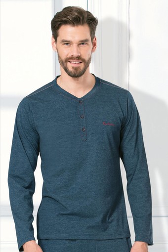 PİERRE CARDİN-PENTEKS - Pierre Cardin Erkek Pijama Takımı Düz Penye (1)