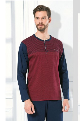 PİERRE CARDİN-PENTEKS OUTLET - Pierre Cardin Erkek Pijama Takımı Jakarlı Çizgili