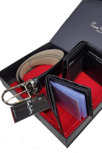 PİERRE CARDİN-AYSET - Pierre Cardin Erkek Cüzdan-Kemer Takım Kartlıklı 3 Parça Dikey (1)