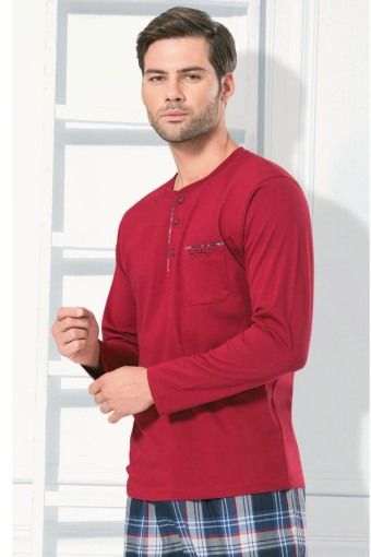 PİERRE CARDİN-PENTEKS OUTLET - Pierre Cardin Erkek Pijama Takımı Ekoseli 3 Düğmeli