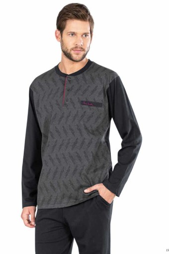 PİERRE CARDİN-PENTEKS - Pierre Cardin Erkek Pijama Takımı Uzun Kollu Jakarlı