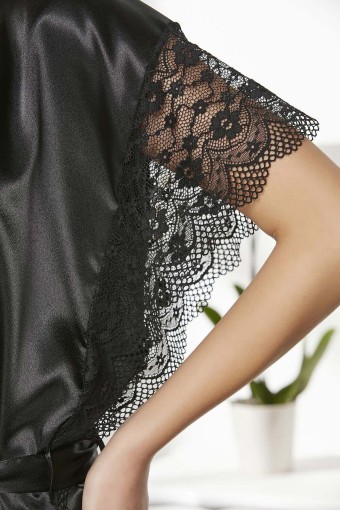 PİERRE CARDİN-JALE - Pierre Cardin Gecelik Sabahlık Takım - Siyah - 2XL (1)