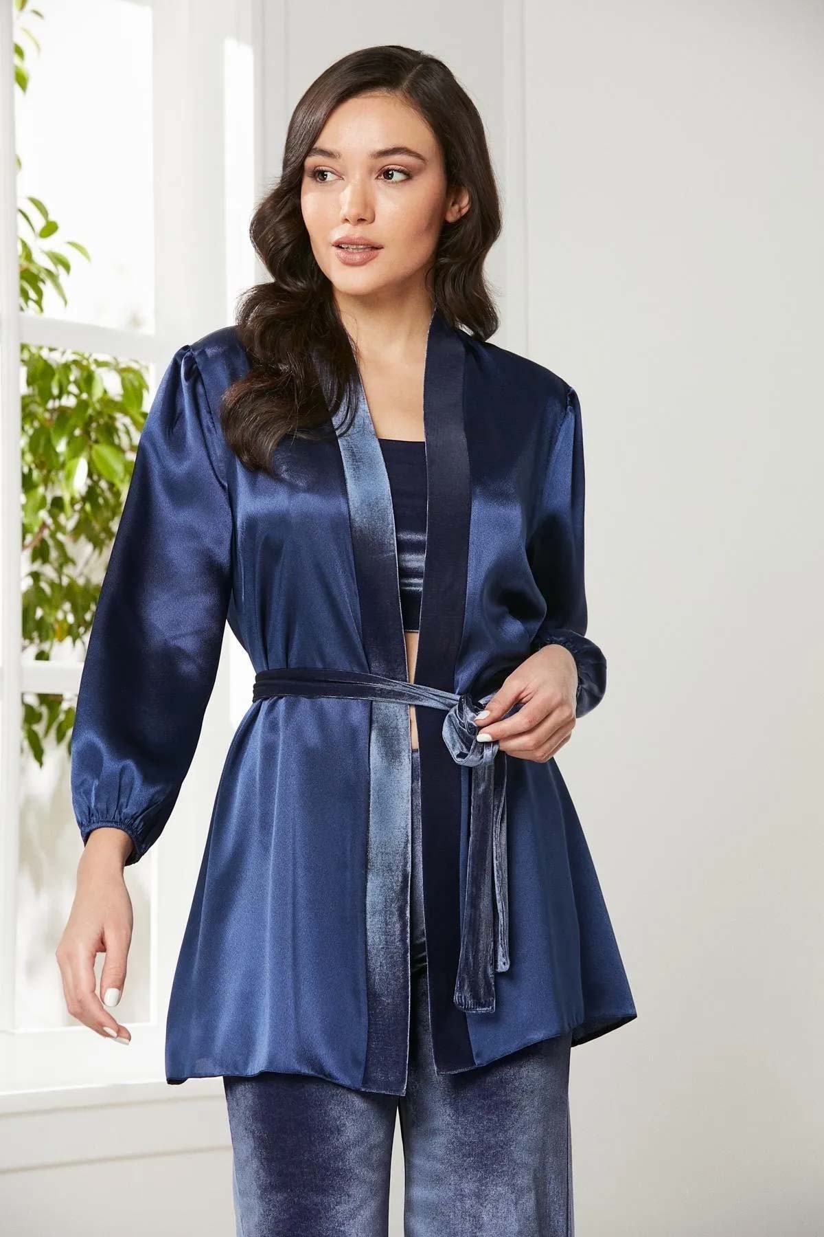 Pierre Cardin Kadın Kadife 3lü Çeyizlik Pijama Takımı - Thumbnail