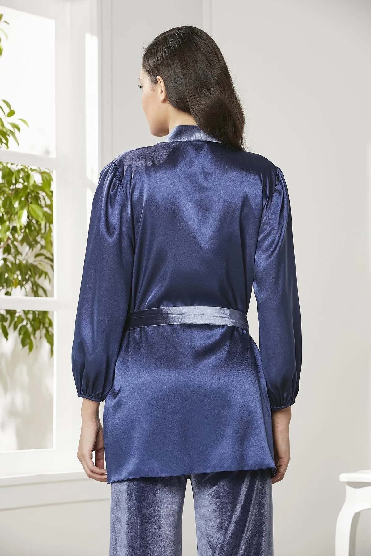 Pierre Cardin Kadın Kadife 3lü Çeyizlik Pijama Takımı - Thumbnail