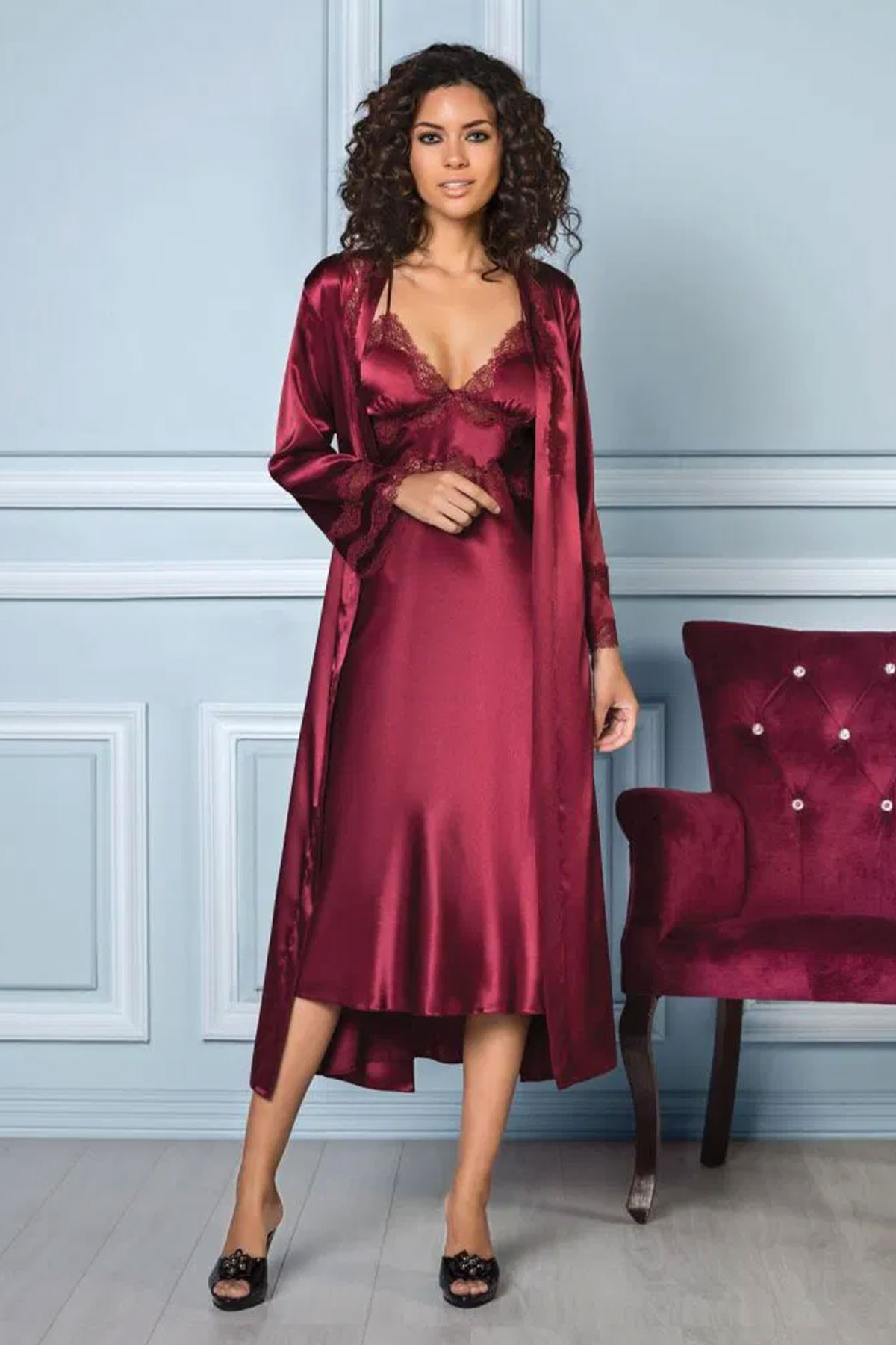 Pierre Cardin Kadın 6'lı Set Uzun - Bordo - XL - Thumbnail