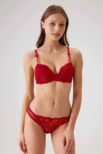 PİERRE CARDİN-MODA SİMA - Pierre Cardin Kadın Fantezi Desteksiz Sütyen ve Külot Takım Isabella Dantelli (1)