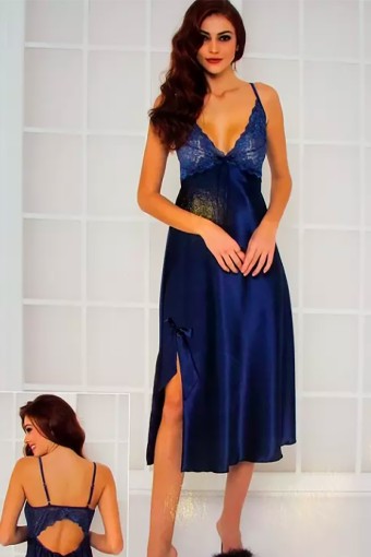 PİERRE CARDİN-JALE OUTLET - Pierre Cardin Kadın Fantezi Gecelik Dantelli Yırtmaçlı Saten