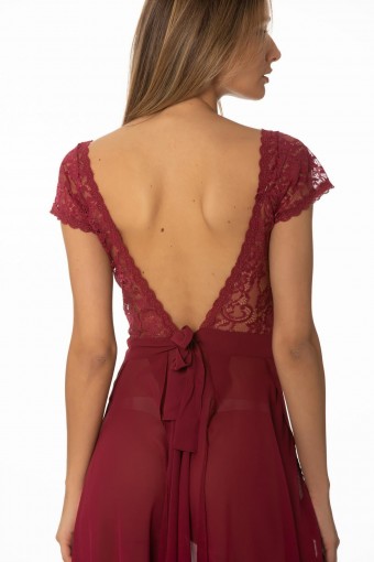 PİERRE CARDİN-JALE - Pierre Cardin Kadın Fantezi Gecelik Kısa Saten Dantelli (1)