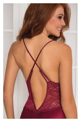 PİERRE CARDİN-JALE - Pierre Cardin Kadın Fantezi Gecelik Sabahlık Takım Dantelli Fiyonklu Saten (1)