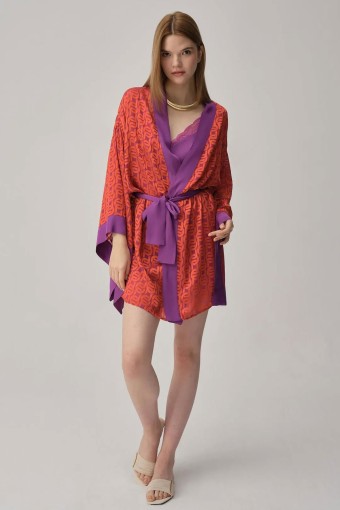 PİERRE CARDİN-JALE PREMİUM - Pierre Cardin Kadın Fantezi Gecelik Sabahlık Takım İpek Saten Desenli (1)