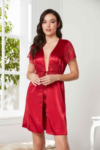 PİERRE CARDİN-JALE - Pierre Cardin Kadın Fantezi Sabahlık Saten Dantelli