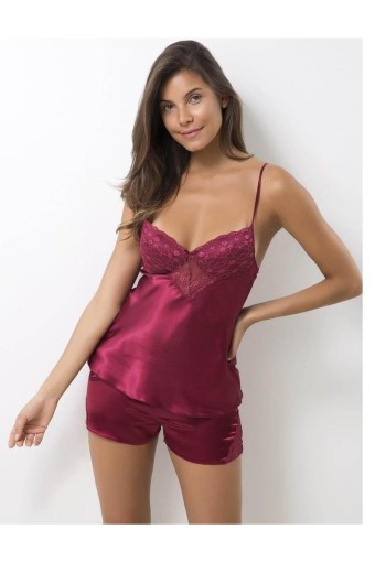 PİERRE CARDİN-JALE OUTLET - Pierre Cardin Kadın Fantezi Şortlu Pijama Takımı Kaplı Güpürlü Saten