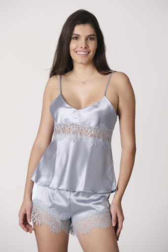 PİERRE CARDİN-JALE - Pierre Cardin Kadın Fantezi Şortlu Takım Saten Dantel Detaylı