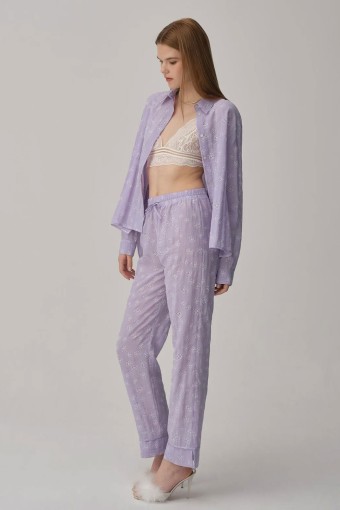 PİERRE CARDİN-JALE PREMİUM - Pierre Cardin Kadın Gömlek Yaka 3'lü Pijama Takımı Büstiyerli Dantelli (1)