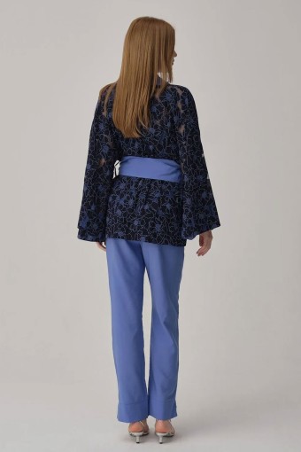 PİERRE CARDİN-JALE PREMİUM - Pierre Cardin Kadın Kimonolu 3'lü Pijama Takımı Transparan İp Askılı (1)