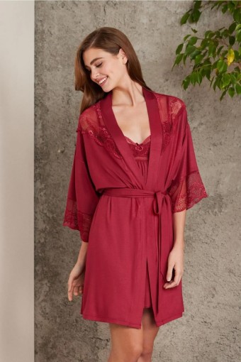 PİERRE CARDİN-JALE - Pierre Cardin Kadın Penye Fantezi Gecelik Sabahlık Takım (1)