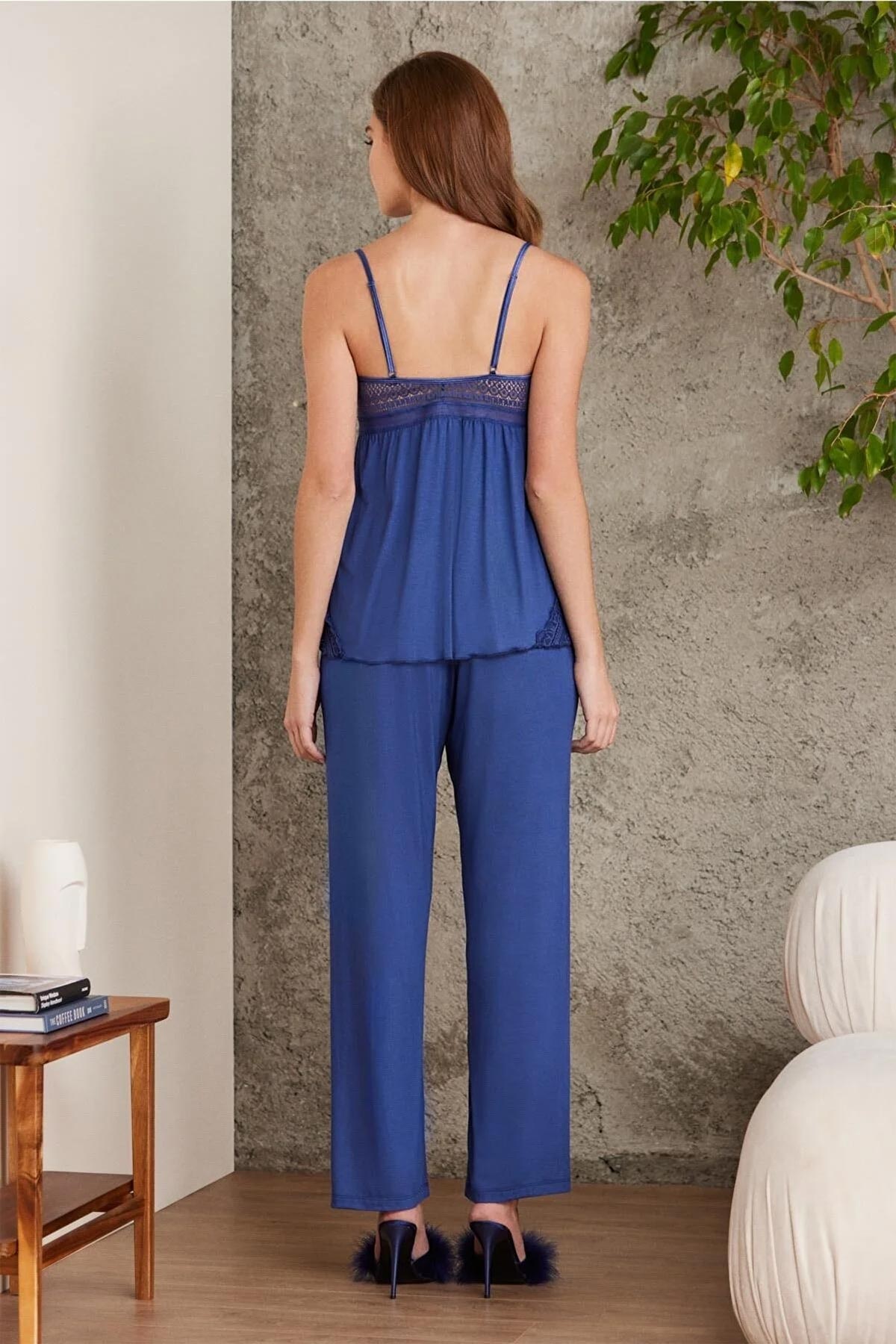 Pierre Cardin Kadın Penye 3'lü Pijama Takımı - Lacivert - 3XL - Thumbnail