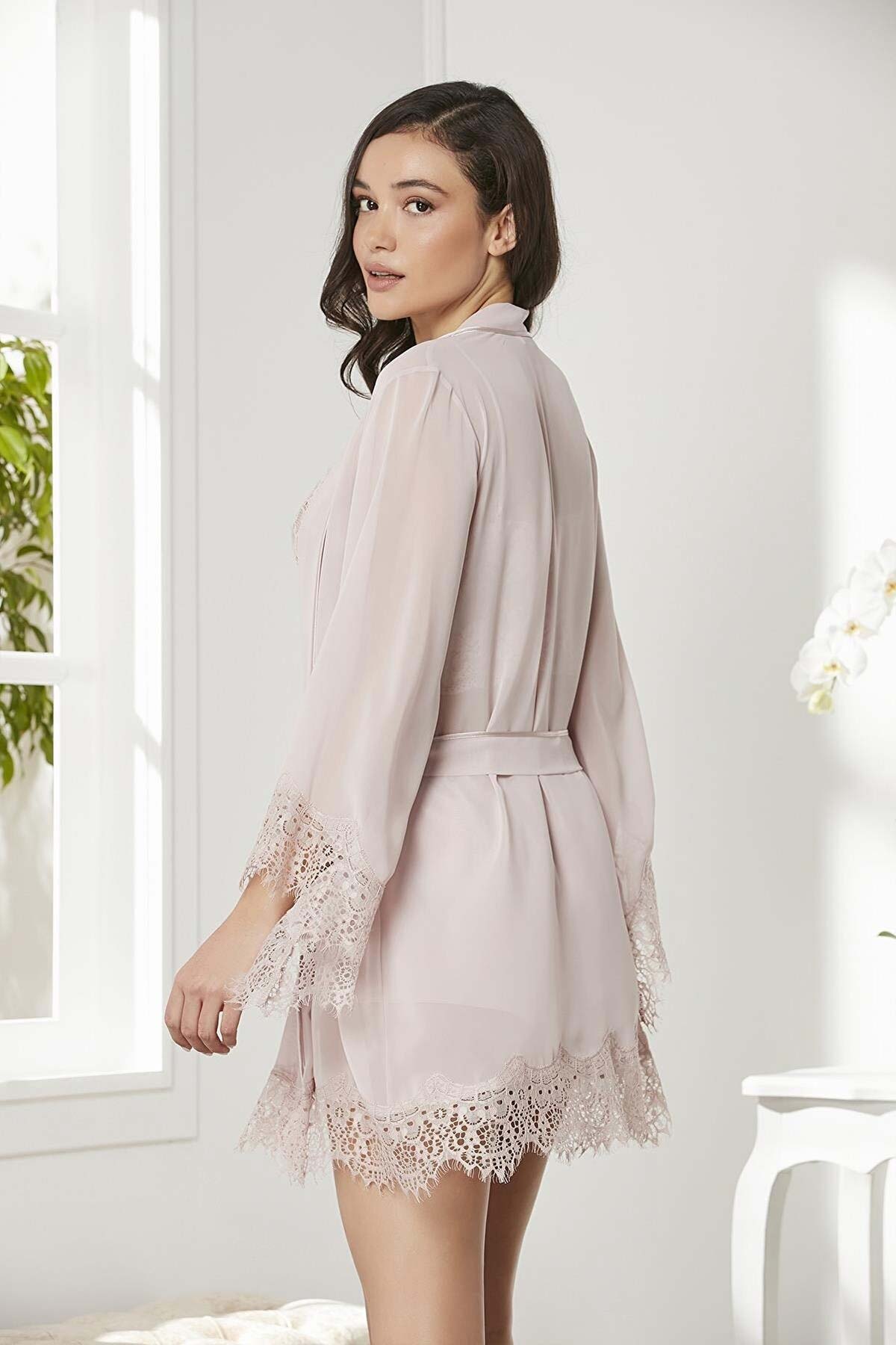 Pierre Cardin Kadın Saten 4lü Gecelik Takımı - Thumbnail