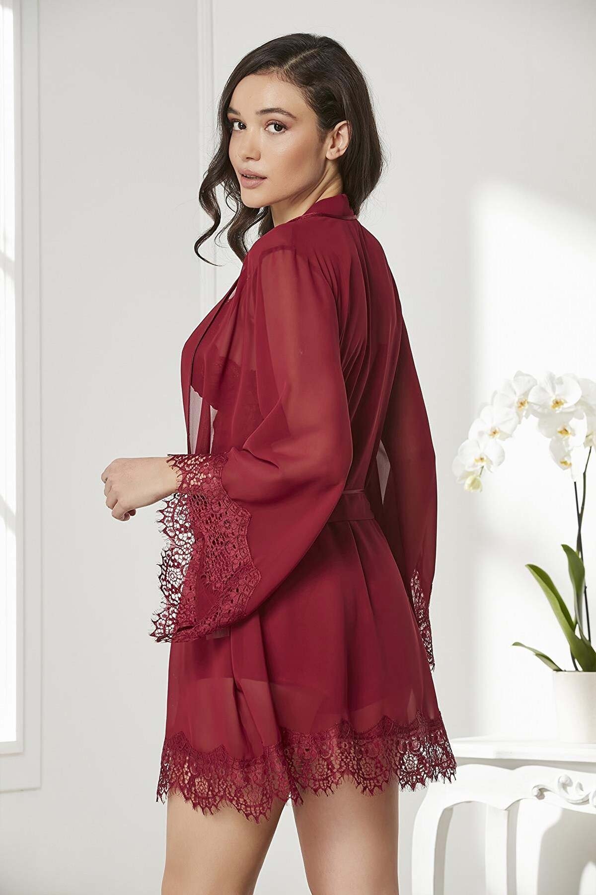 Pierre Cardin Kadın Saten 4lü Gecelik Takımı - Thumbnail