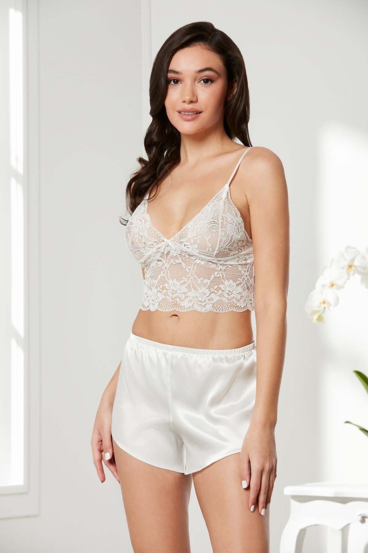 Pierre Cardin Kadın Saten 4lü Gecelik Takımı - Thumbnail