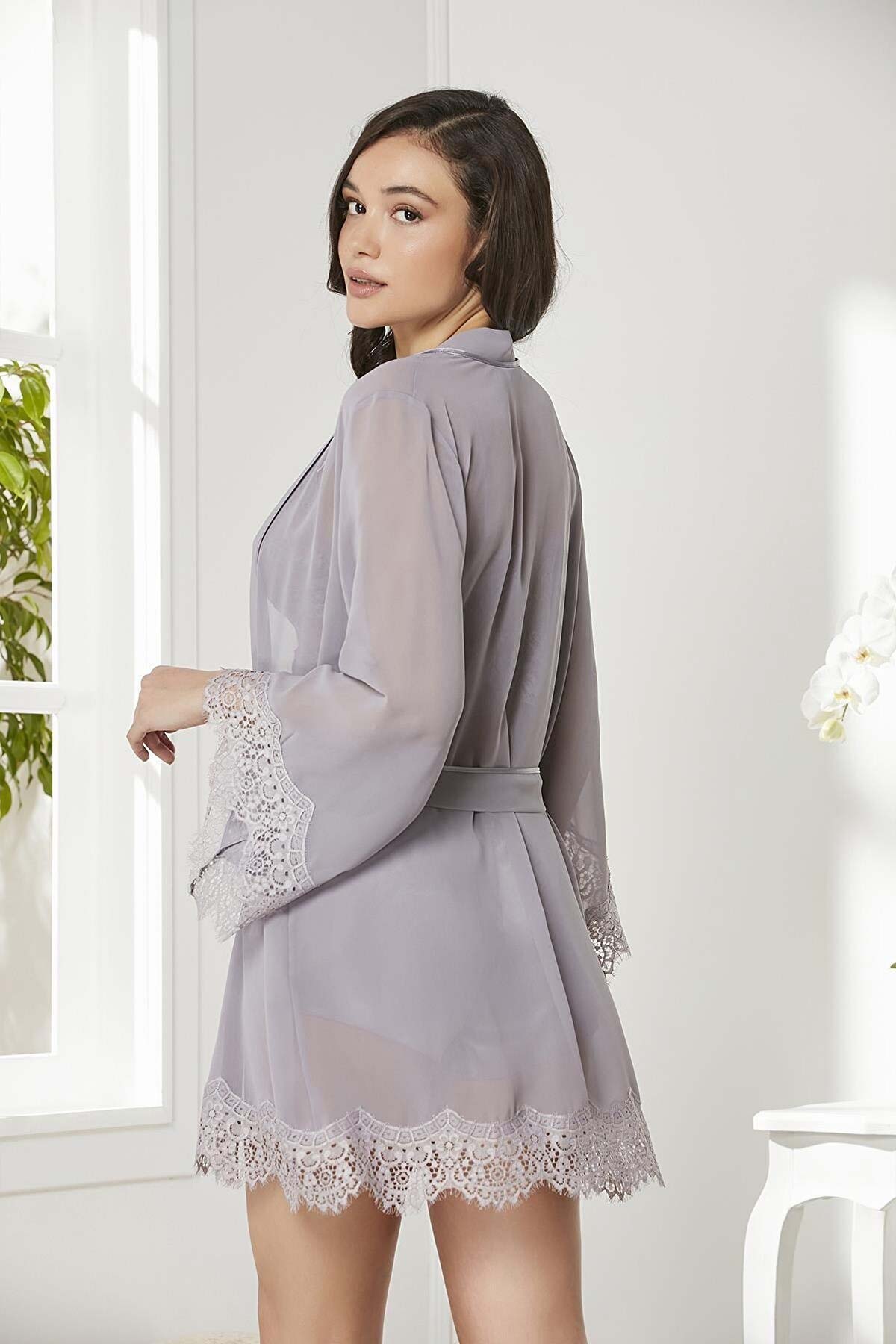 Pierre Cardin Kadın Saten 4lü Gecelik Takımı - Thumbnail