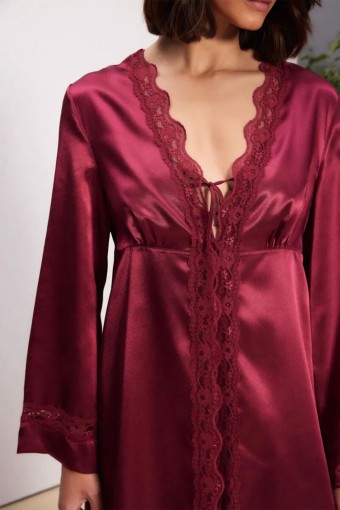 PİERRE CARDİN-JALE - Pierre Cardin Kadın Saten 4'lü Takım - Bordo - M (1)