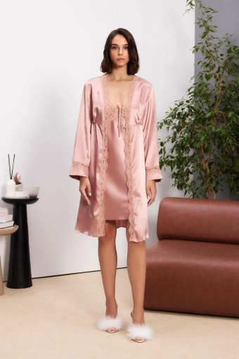 PİERRE CARDİN-JALE - Pierre Cardin Kadın Saten 4'lü Takım - Brandy - S (1)