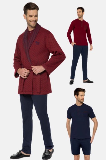 PİJALUX - Pijalüx Erkek Desenli 5'li Rob Takım Kapitone