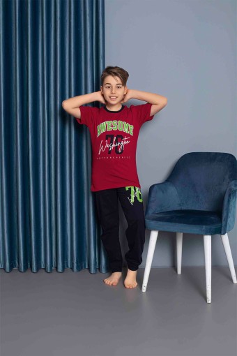PİJAMAX - Pijamax Erkek Çocuk Pijama Takımı Kısa Kollu Baskılı - Kırmızı (1)